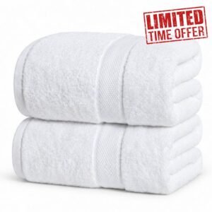 Velqora 100% Organic Cotton Oversized Bath Sheets 2 Pack