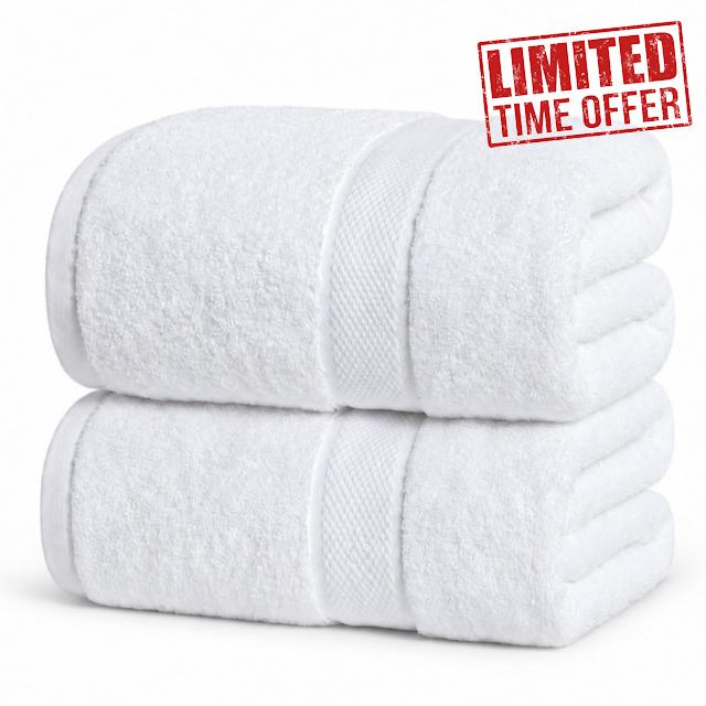 Velqora 100% Organic Cotton Oversized Bath Sheets 2 Pack