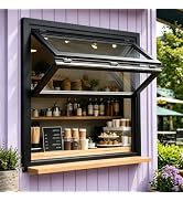 Concession Window, Aluminum Alloy Vertical Folding Sliding Window | Free hover lift-up design wit...