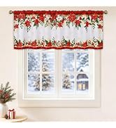 AtawLege Christmas Tree Valances for Windows Snowflake Blackout Valance Curtains, Grey Holiday Wi...