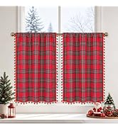 AtawLege Christmas Grey Valances for Windows Snowflake Blackout Valance Curtains, Holiday Winter ...
