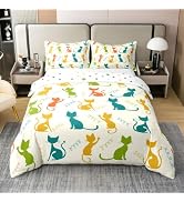Vintage Medieval Cat Duvet Cover Set Twin Size 100% Cotton Bedding Sets | Colorful Starburst Dot ...