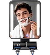 Fogless Shower Mirror, Adjustable Anti-Fog Beauty Mirror for Bathroom, Pink | 3 Color Dimmable Li...