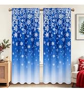 AtawLege Christmas Patchwork Curtains for Living Room Christmas Tree Snowflake Blackout Bedroom C...