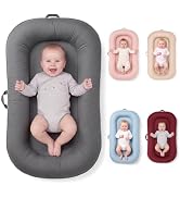 Huggynest Baby Lounger for Newborn,Soft Infant Lounger with Pad,Dark-Red | CPSC Compliant,100% Co...