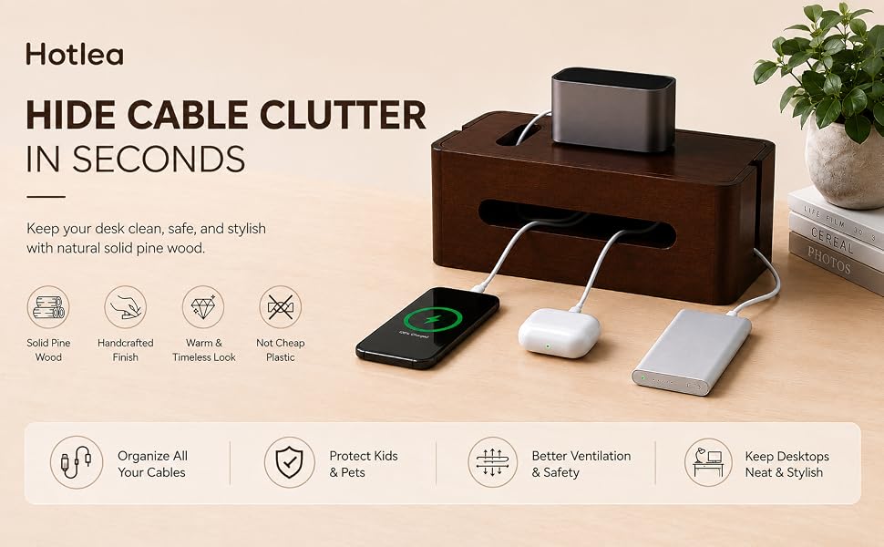 Wooden Cable Management Box-Hotlea