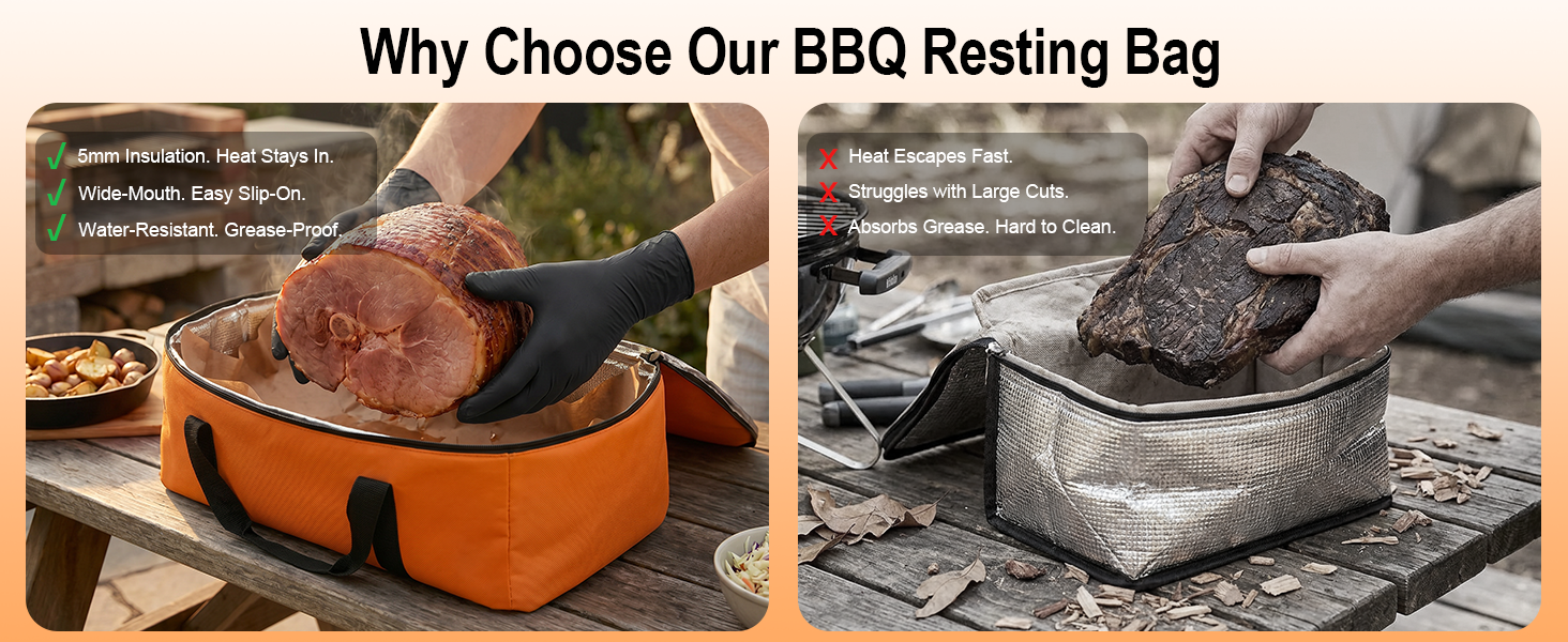 BBQ blanket fits brisket ribs pork shoulder with carry handles and water-repellent wipe-clean