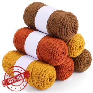 Timgle 6 Skeins Fall Colored Yarn for Crocheting Each 141g/ 4.5 oz                                                          Autumn Yarns Brown Yarns Burnt Orange Yarn Each 273 Yards Soft Crochet for Thanksgiving Knitting Gift Craft Project Starte