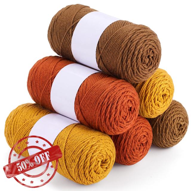 Timgle 6 Skeins Fall Colored Yarn for Crocheting Each 141g/ 4.5 oz                                                          Autumn Yarns Brown Yarns Burnt Orange Yarn Each 273 Yards Soft Crochet for Thanksgiving Knitting Gift Craft Project Starte