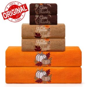 6 Pack Fall Pumpkin Bathroom Towels Set