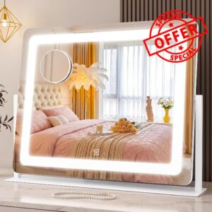 CraftCraze Makeup Mirror with Lights Vanity Mirror Dimmable| 22"x17" White                                                          Large Vanity Mirror with Lights