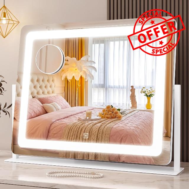 CraftCraze Makeup Mirror with Lights Vanity Mirror Dimmable| 22"x17" White                                                          Large Vanity Mirror with Lights
