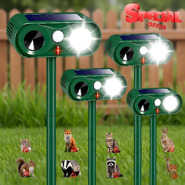 Enhanced Solar Ultrasonic Animal Repellent Outdoor for Yard