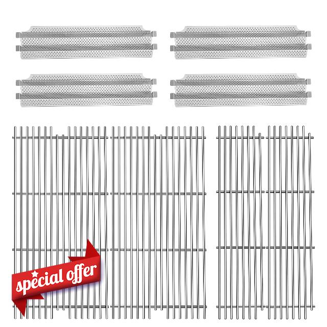 94081 (4-Pack) Heat Plate with 54911(2-Pack) and 54921(2-Pack) Cooking Grids Replacement for Viking Grill Parts