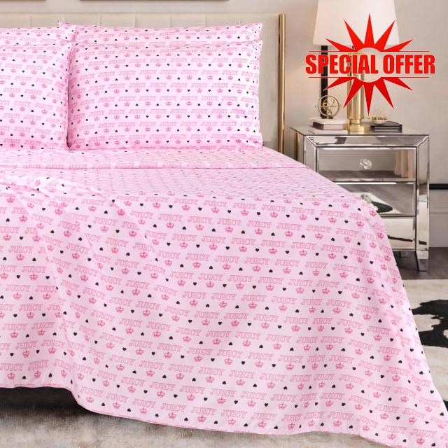 Juicy Couture Printed Microfiber 4-Piece Twin Sheet Set