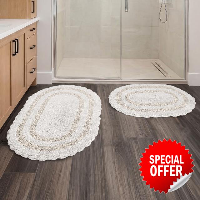 Lavish Home Reversible Bathroom Rug Set