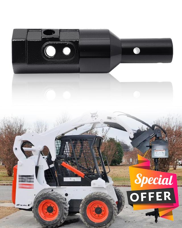 Heavy Duty 2" Hex Female to 2" Round Male Auger Adapter                                                          Cast Steel Fully Welded for Skid Steer