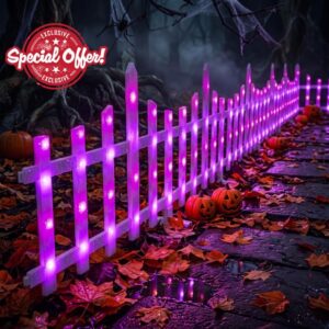 8 Pcs Light up Halloween Fence Outdoor Yard Garden