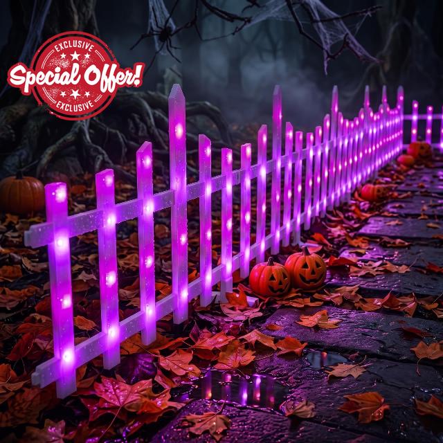 8 Pcs Light up Halloween Fence Outdoor Yard Garden