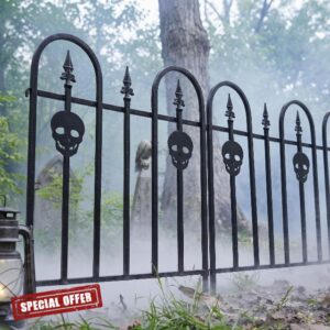 Yaocom 6 Pack Large Halloween Skull Fence 35.4"H x 23.6"W Metal Yard Decor                                                          Rustproof Design for Outdoor Use
