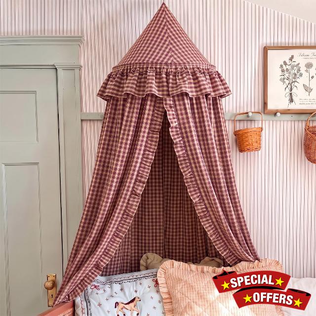 SmoothNovelty Gingham Plaid Bed Canopy
