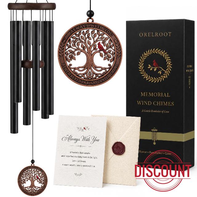 32-Inch Tree of Life Memorial Wind Chimes for Loss of Loved One                                                          A heartfelt sympathy gift with gentle