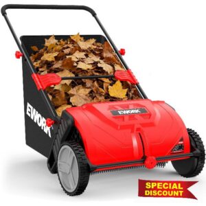 EWORK Push Lawn Sweeper (Red-22 Inch)