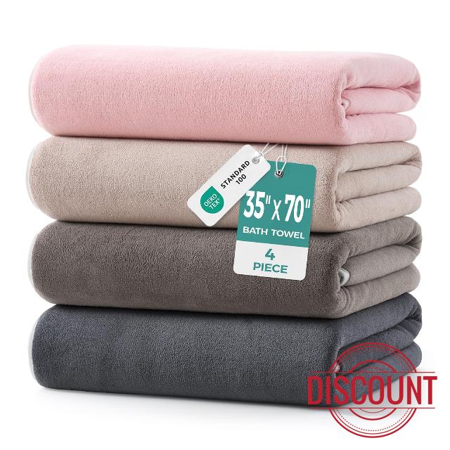 REDKISS Microfiber Bath Towels Set of 4