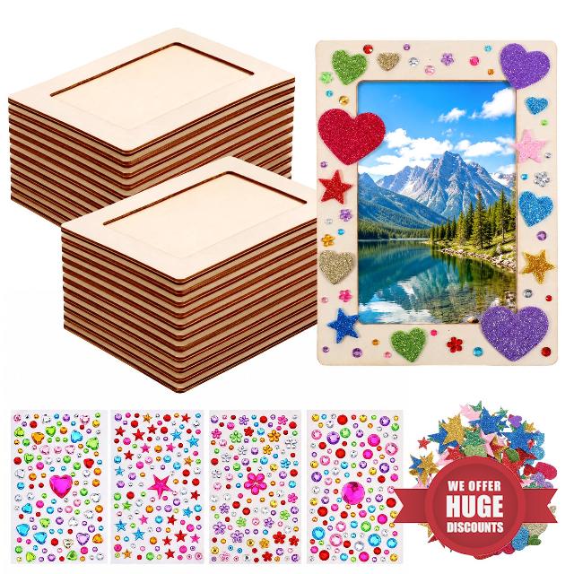 30 Packs Picture Frame Painting Craft Kit for 4 x 6 Inch Photo                                                          DIY Wooden Picture Frames