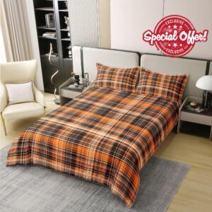 Manfei Autumn Plaid Kids Bedding Set King Size 100% Cotton