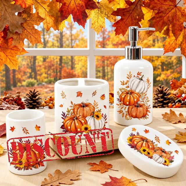 FYSUIMU 4Pcs Fall Thanksgiving Bathroom Accessories