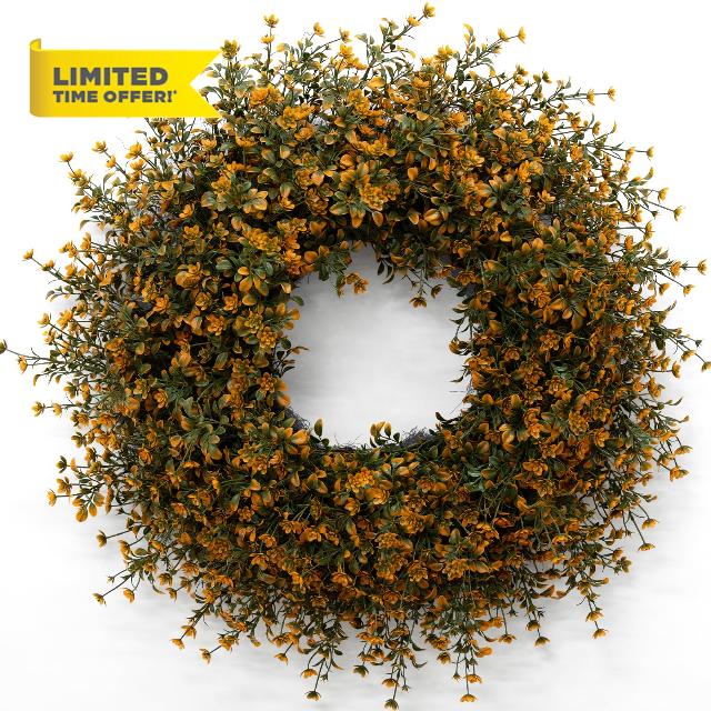 26 Inch Fall Boxwoods Wreaths for Front Door Large Wreath Home Decor                                                          Artificial Autumn Wreath Porch Window Farmhouse Door Decoration Harvest Thanksgiving Indoor Outdoor Wreath Hanging Deco