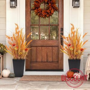 Norme 2 Pcs Artificial Fall Plants 31" Faux Thanksgiving Wheat Grass Decor                                                          Rustic Boho Fall Plants Decor Outdoor
