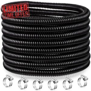 VIHOSE 1” X 30 Feet Pond Tubing Flexible PVC Pond Hose with Stainless Steel Hose Clamps Garden PVC Tube Black Kink-resistant Pump Tubing for Waterfalls Camping Caravans Filters Drainage