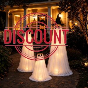 Halloween Decorations Outdoor - 3 Packs Light Up Ghost Decor for Porch Yard                                                          6ft 5ft 2.6ft LED Timed Lighting Standing Ghost Sets