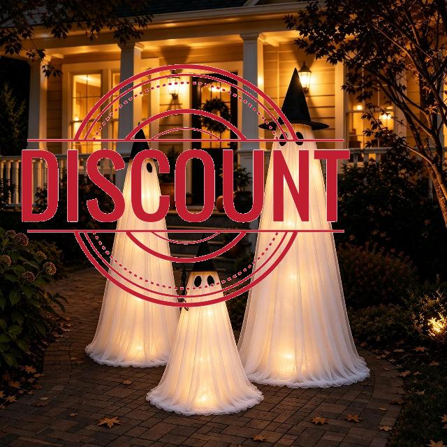 Halloween Decorations Outdoor - 3 Packs Light Up Ghost Decor for Porch Yard                                                          6ft 5ft 2.6ft LED Timed Lighting Standing Ghost Sets