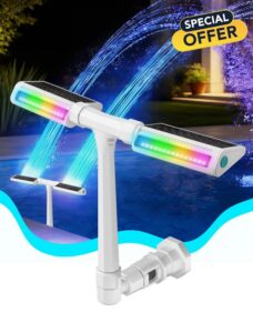 POOLHOUR Solar Pool Fountain with Lights for Above Ground & Inground，White                                                          Solar Powered Height Upgrade