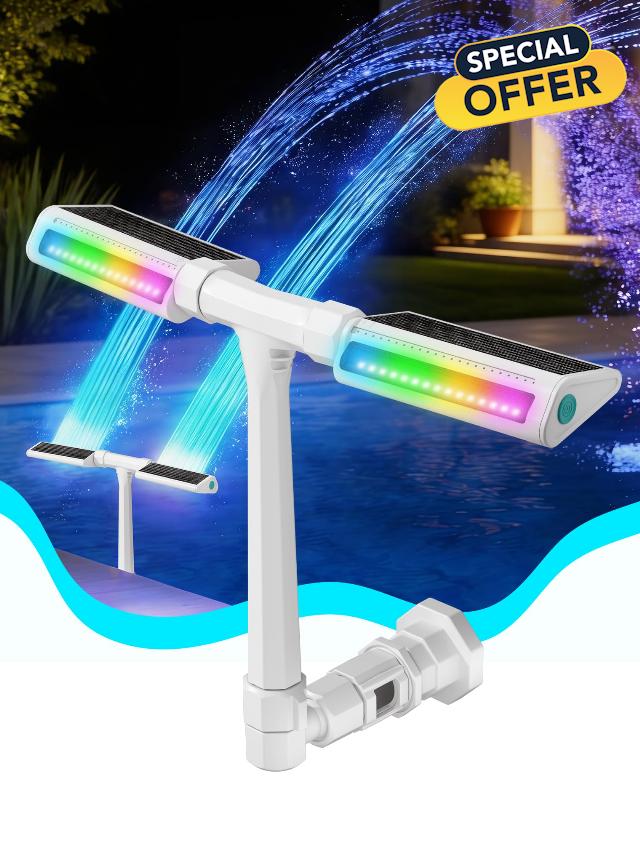 POOLHOUR Solar Pool Fountain with Lights for Above Ground & Inground，White                                                          Solar Powered Height Upgrade