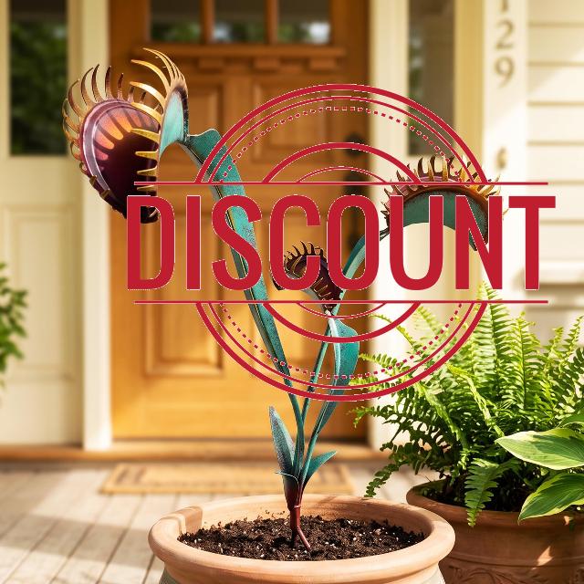 Metal Yard Art - 24inch Venus Fly Trap Garden Stake Metal Outdoor Plants                                                          Metal Carnivorous Plant Garden Stake & Metal Garden Decor for Outside