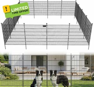Toolterritory 20 Panels No Dig Garden Fence with Gate                                                          40 in(H) X53 ft(L) Metal Fence Panels
