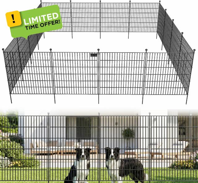 Toolterritory 20 Panels No Dig Garden Fence with Gate                                                          40 in(H) X53 ft(L) Metal Fence Panels