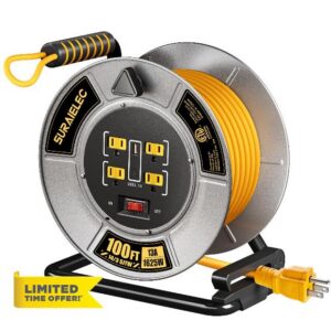 SURAIELEC Retractable Extension Cord Reel 100 Ft