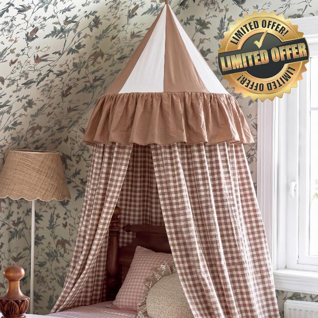 SmoothNovelty 100% Cotton Gingham Plaid Bed Canopy