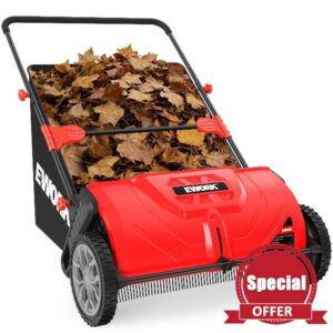 EWORK Push Lawn Sweeper 32-Inch with 4.5 cu.ft. Hopper Bag for Yard Clea