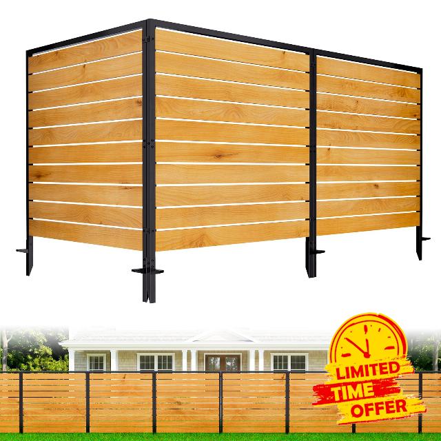 3 Panels No Dig Wood Privacy Screen