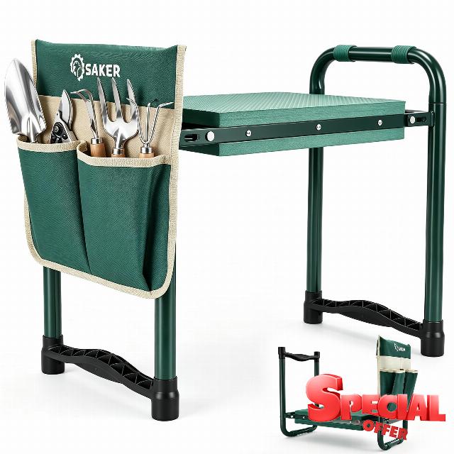 Saker Garden Kneeler and Seat-Garden Kneeler Gardening Bench Garden Stool with Heavy Duty 400LB Support