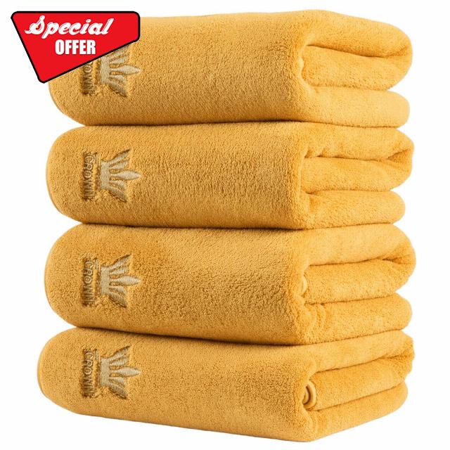 4-piece Coral Fleece Microfiber Bath Towel Set