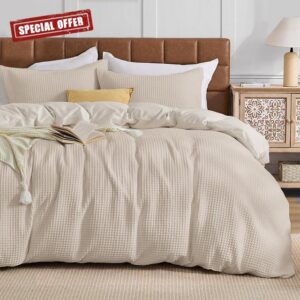 JOLLYVOGUE Waffle Wave Duvet Cover Set Queen Size