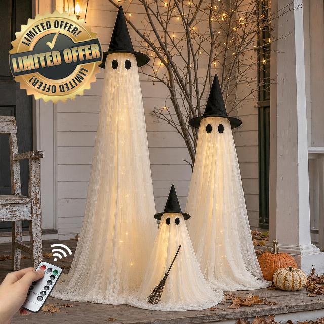 Halloween Decorations Outdoor 3 Pack Lighted Ghost-Family with Timer Remote                                                          6FT