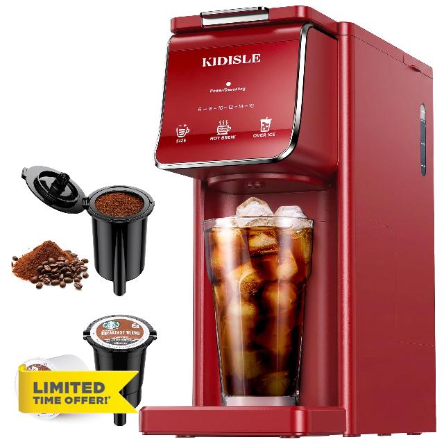 KIDISLE Single Serve Coffee Maker for K Cup & Ground Coffee – Hot & Iced